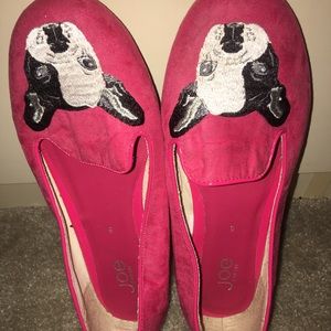 Pink Joe Fresh shoes w/ french bulldog embroidery